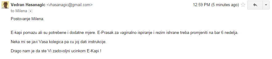 Email iskustva pacijenata